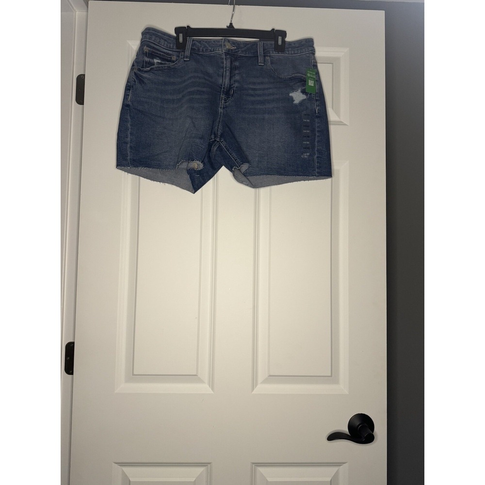 Gap 5" Stretch Raw Hem Denim Jean Shorts Blue 14/32 Nwt